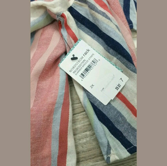 Susina 2X Summer Breeze Stripe V Neck Ruffle - Picture 6 of 8